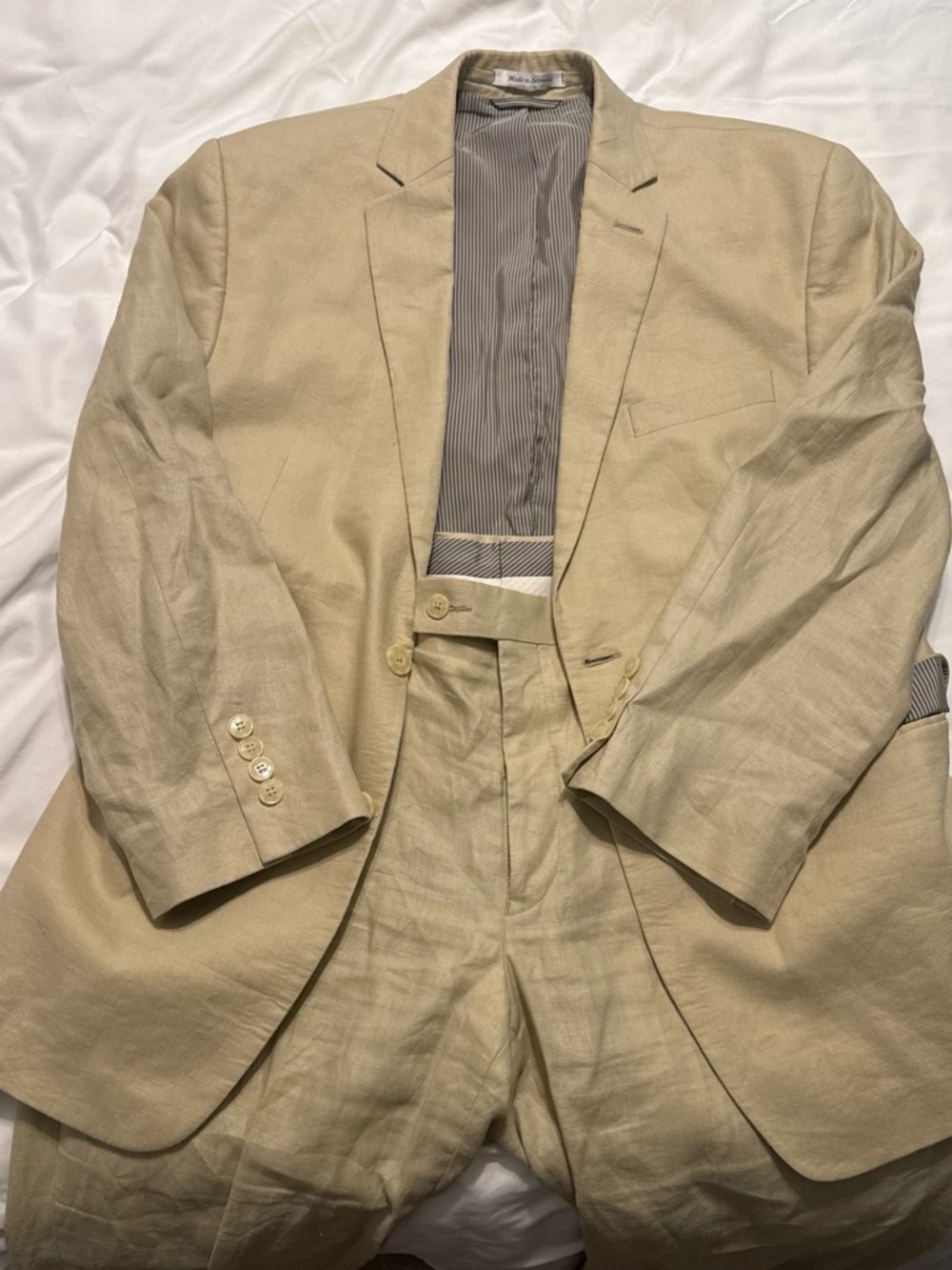 Calvin Klein Men's Tan Linen Suit Jacket & Pants